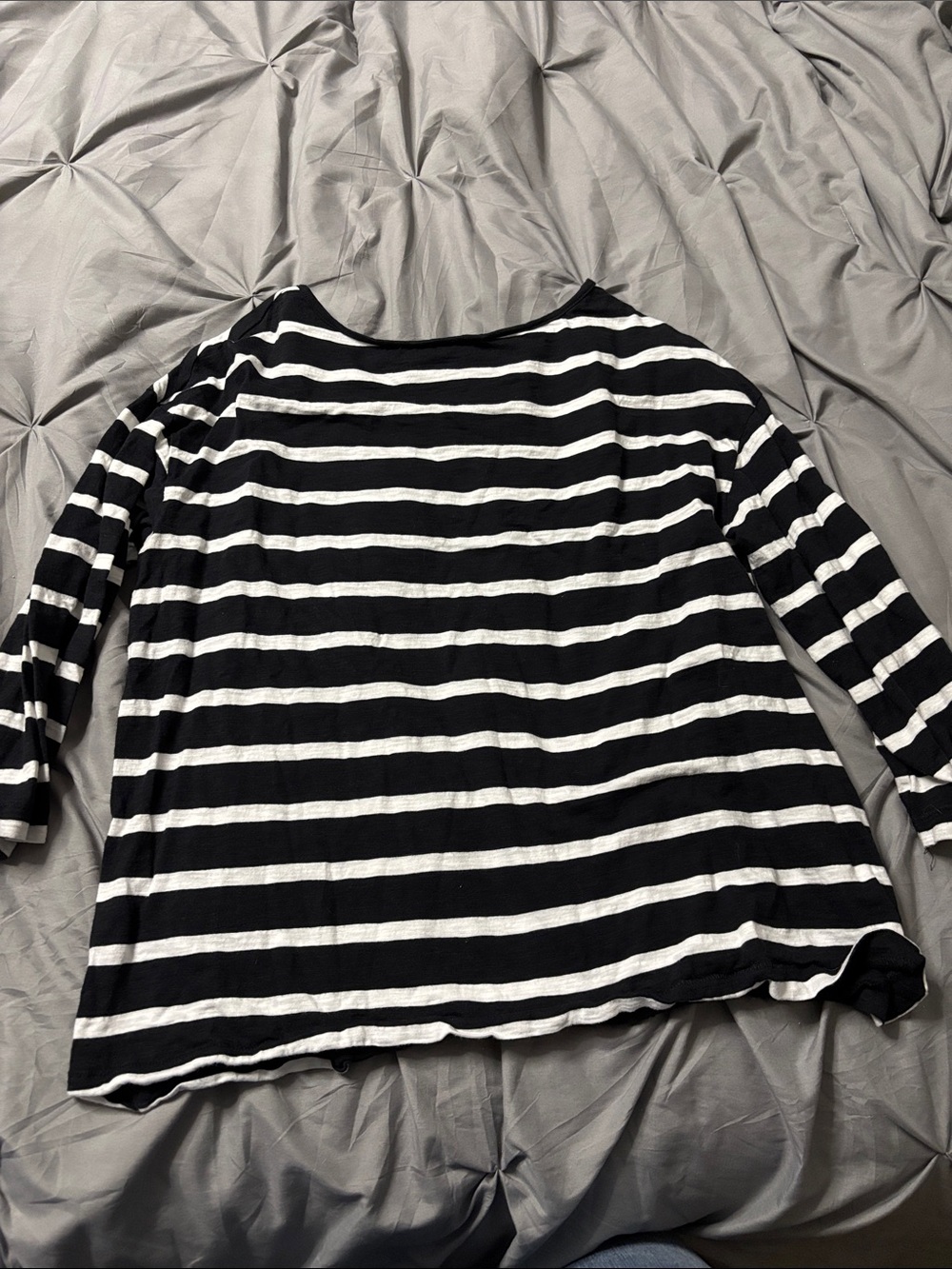 Lane Bryant Black and White Striped Long Sleeve Tee